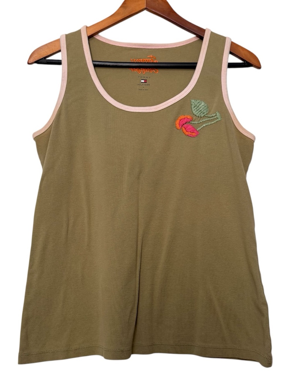 Vintage Y2K 90s Tommy Hilfiger Tank Top Women’s Large Embroidered Spell-out Logo